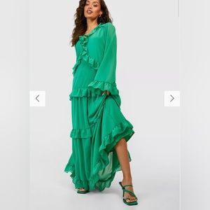 NWT Boohoo Chiffon Ruffled Maxi Dress * Oversized